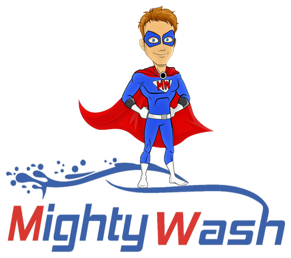 Mighty Wash Auto Spa logo featuring Mighty Max