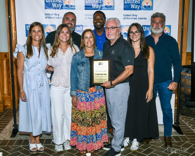 Mark Mason Sr. and family with the United Way of Kershaw County Jake F. Watson Award